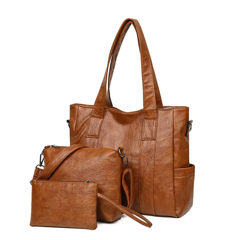 Kit Bolsa Feminina de Couro Legítimo