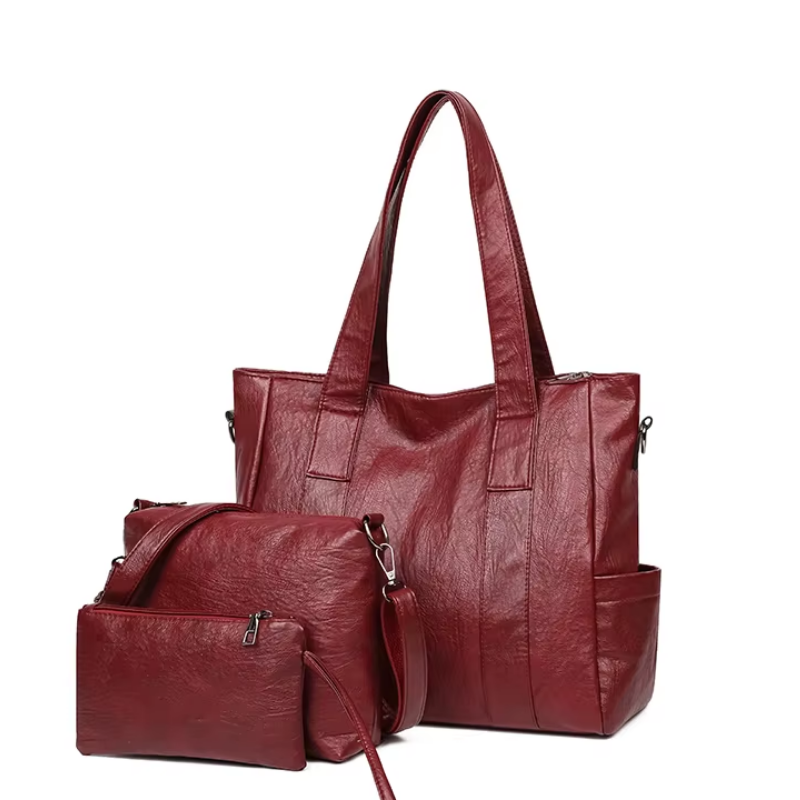 Kit Bolsa Feminina de Couro Legítimo