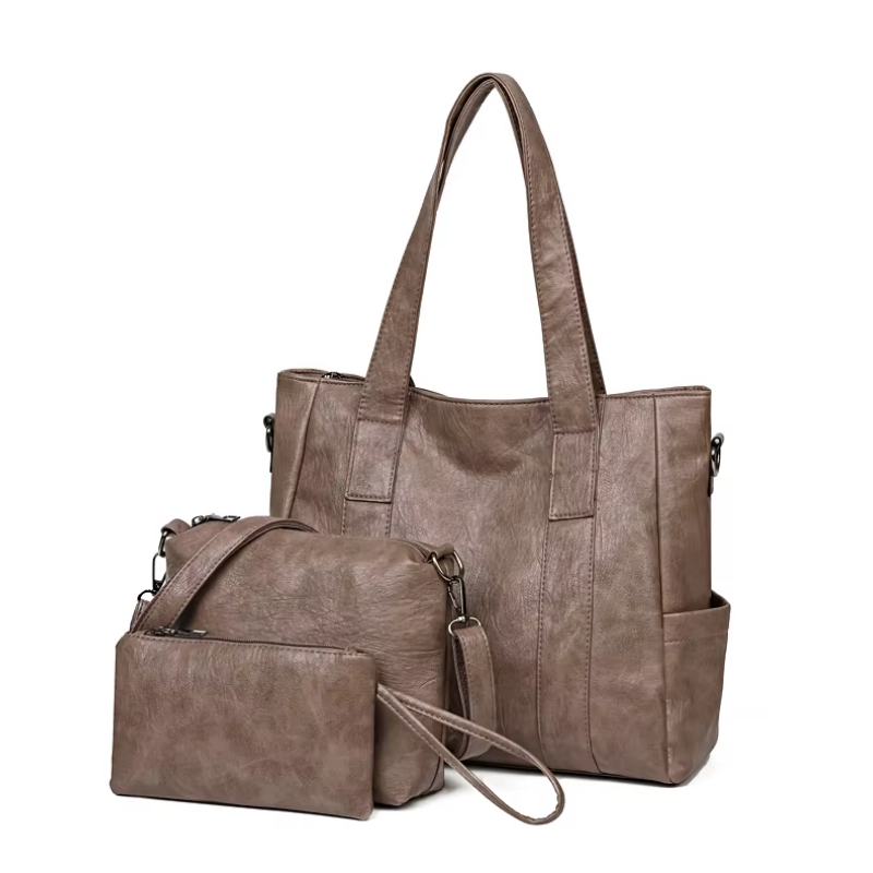 Kit Bolsa Feminina de Couro Legítimo