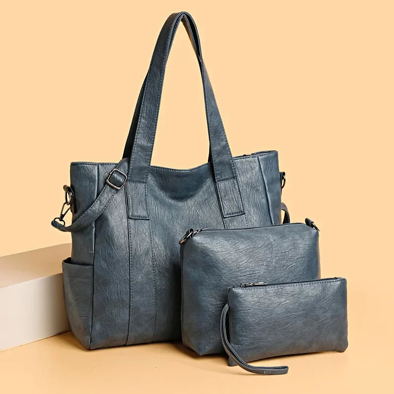 Kit Bolsa Feminina de Couro Legítimo