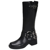 Bota Biker Feminina De Couro